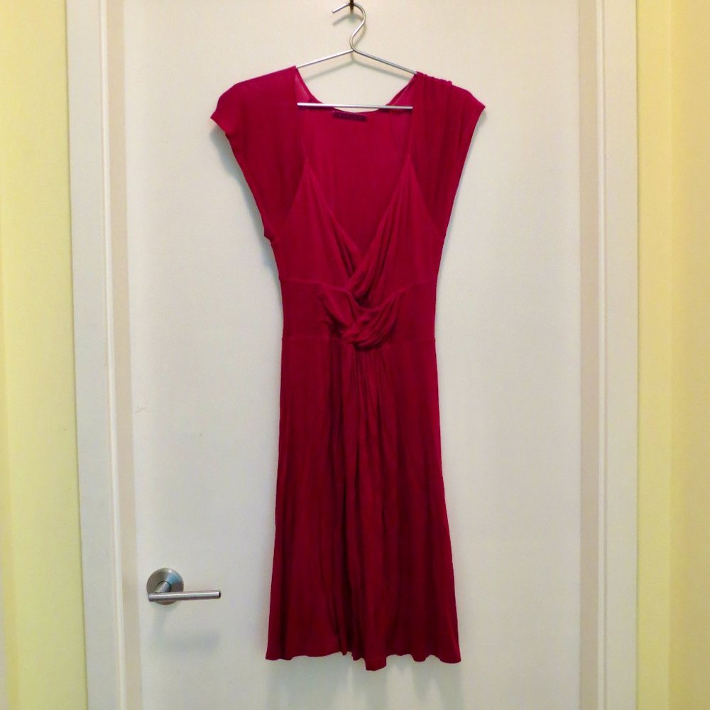 VELVET brand red midi dress rayon summer S 4/6
